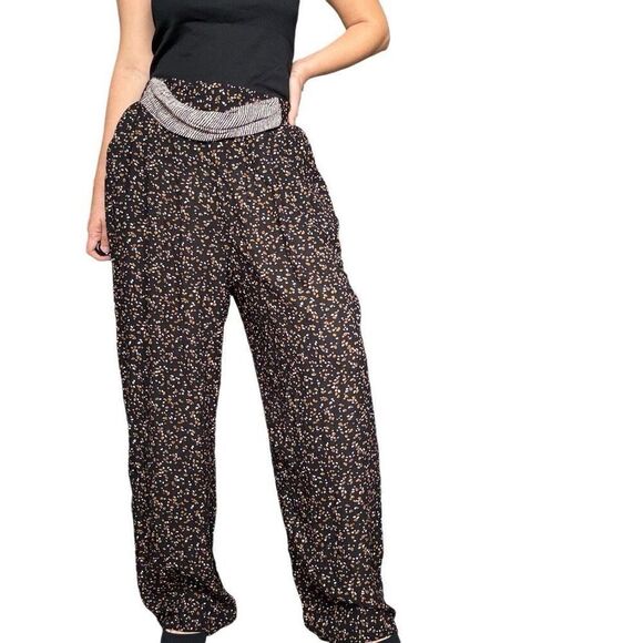 Vintage 80s Norton McNaughton Ditsy Floral Bomber Pants Size 10 Brown Black - Picture 4 of 8